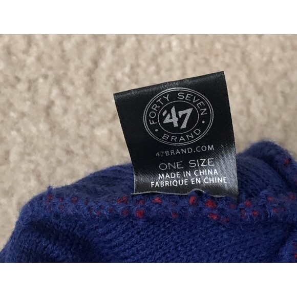 NFL 47 Brand NY Giants Knit Hat Blue White Red Puffball One Size NY Embroidered - Picture 8 of 9